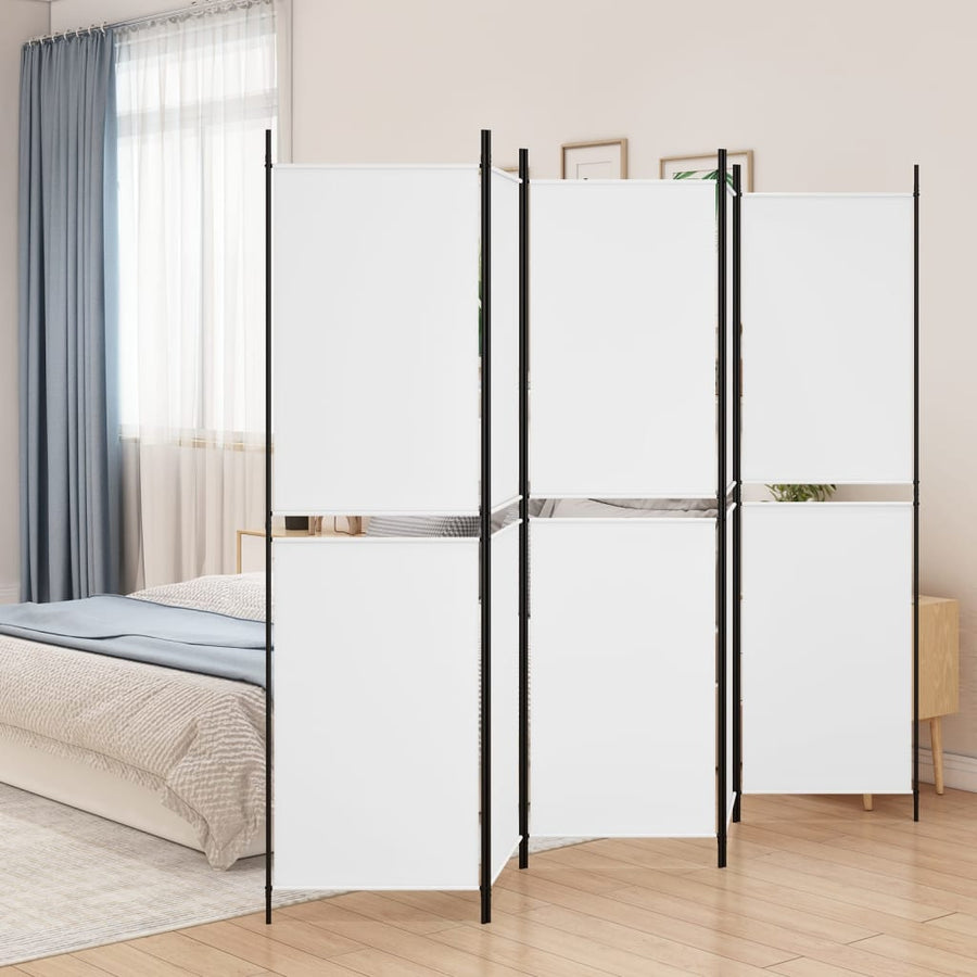 Kamerscherm met 5 panelen 250x200 cm stof wit