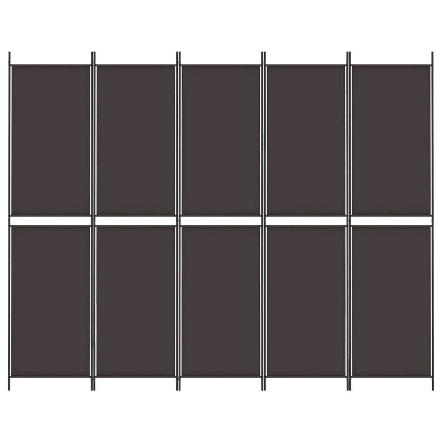 Kamerscherm Met 5 Panelen 250X200 Cm Stof Bruin
