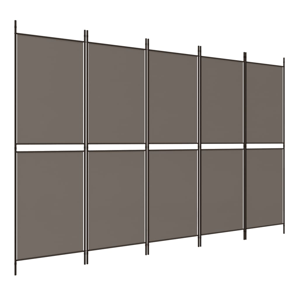 Kamerscherm met 5 panelen 300x200 cm stof antracietkleurig