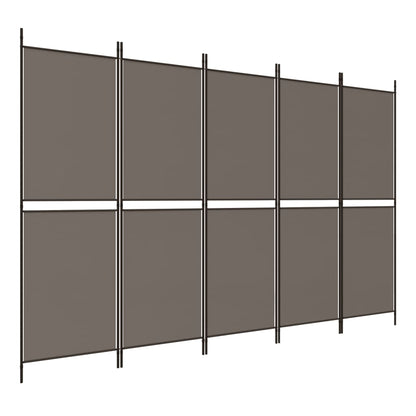 Kamerscherm met 5 panelen 300x200 cm stof antracietkleurig