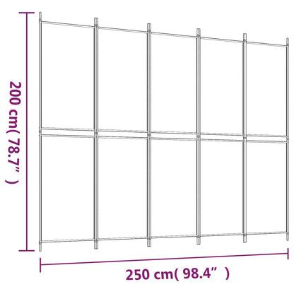 Kamerscherm met 5 panelen 300x200 cm stof antracietkleurig
