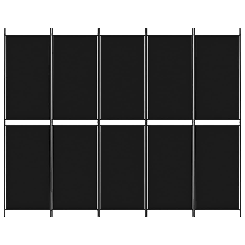 Kamerscherm Met 5 Panelen Stof Zwart 5