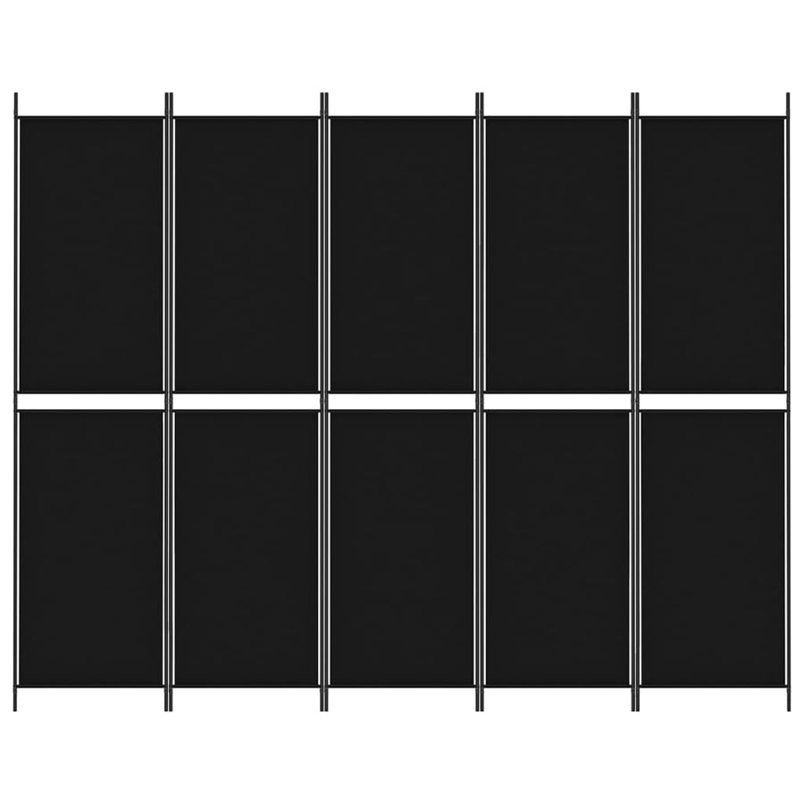 Kamerscherm Met 5 Panelen Stof Zwart 5