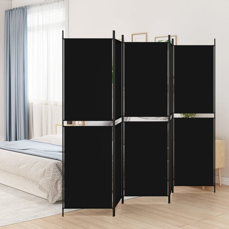 Kamerscherm Met 5 Panelen Stof Zwart 5