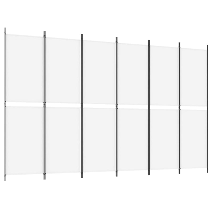 Kamerscherm met 6 panelen 300x200 cm stof wit