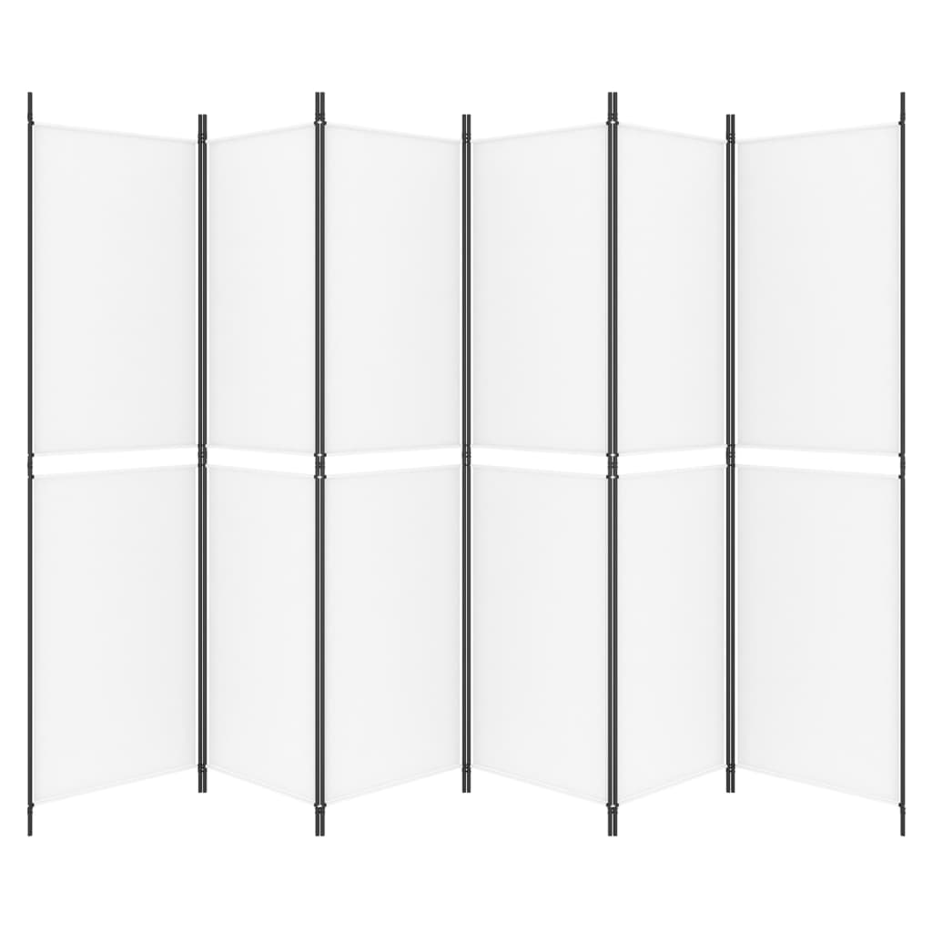 Kamerscherm met 6 panelen 300x200 cm stof wit