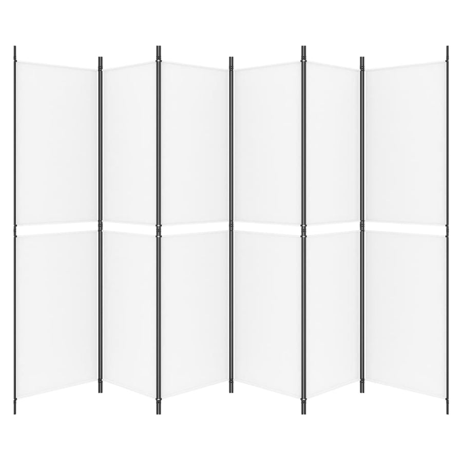 Kamerscherm met 6 panelen 300x200 cm stof wit