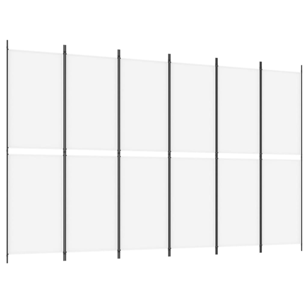 Kamerscherm met 6 panelen 300x200 cm stof wit