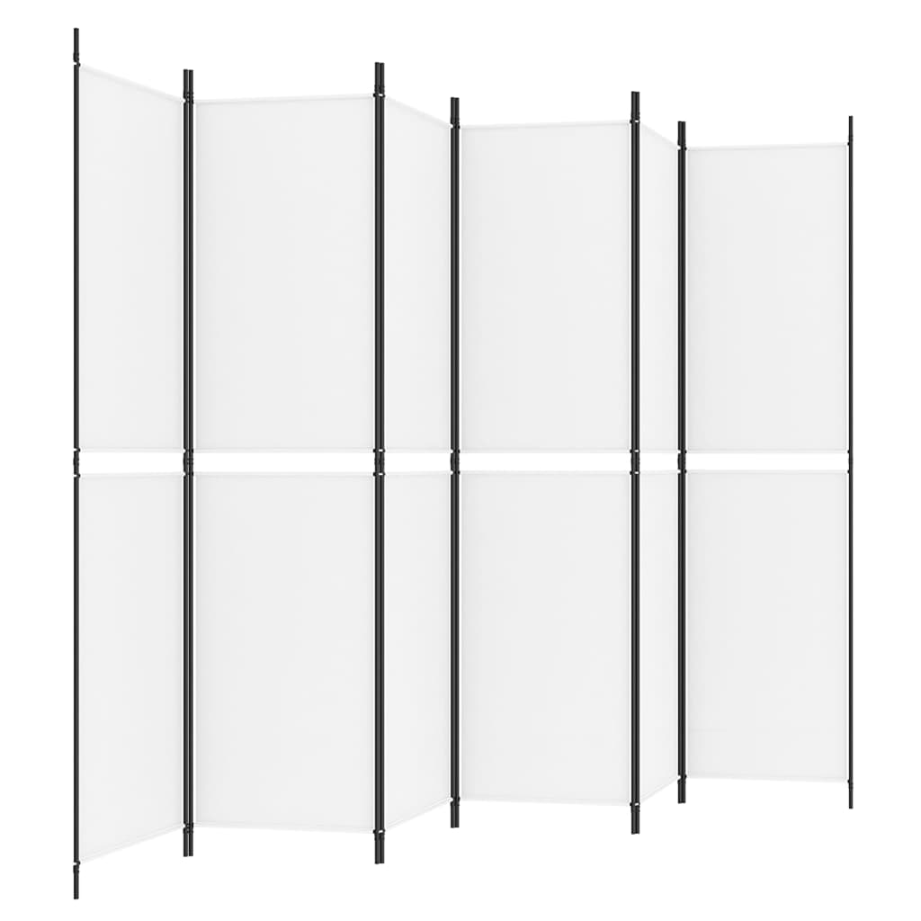 Kamerscherm met 6 panelen 300x200 cm stof wit