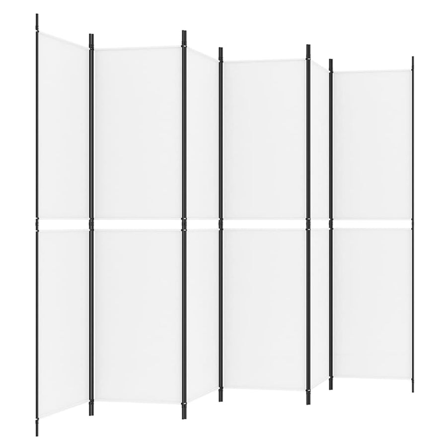Kamerscherm met 6 panelen 300x200 cm stof wit