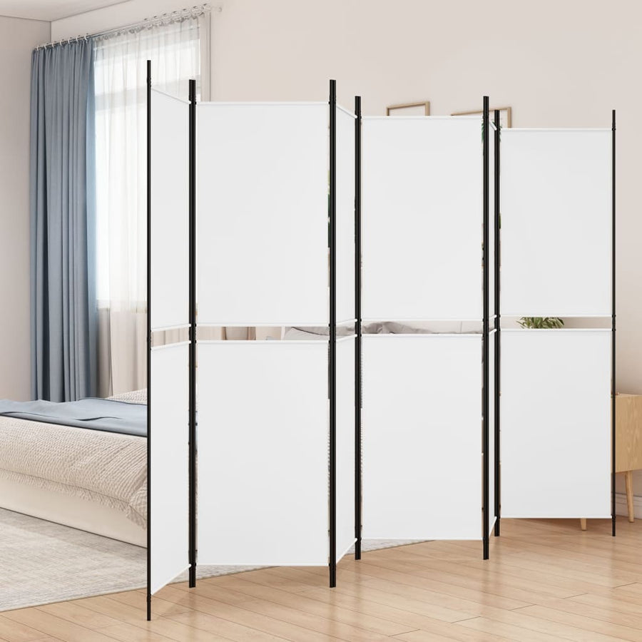 Kamerscherm met 6 panelen 300x200 cm stof wit