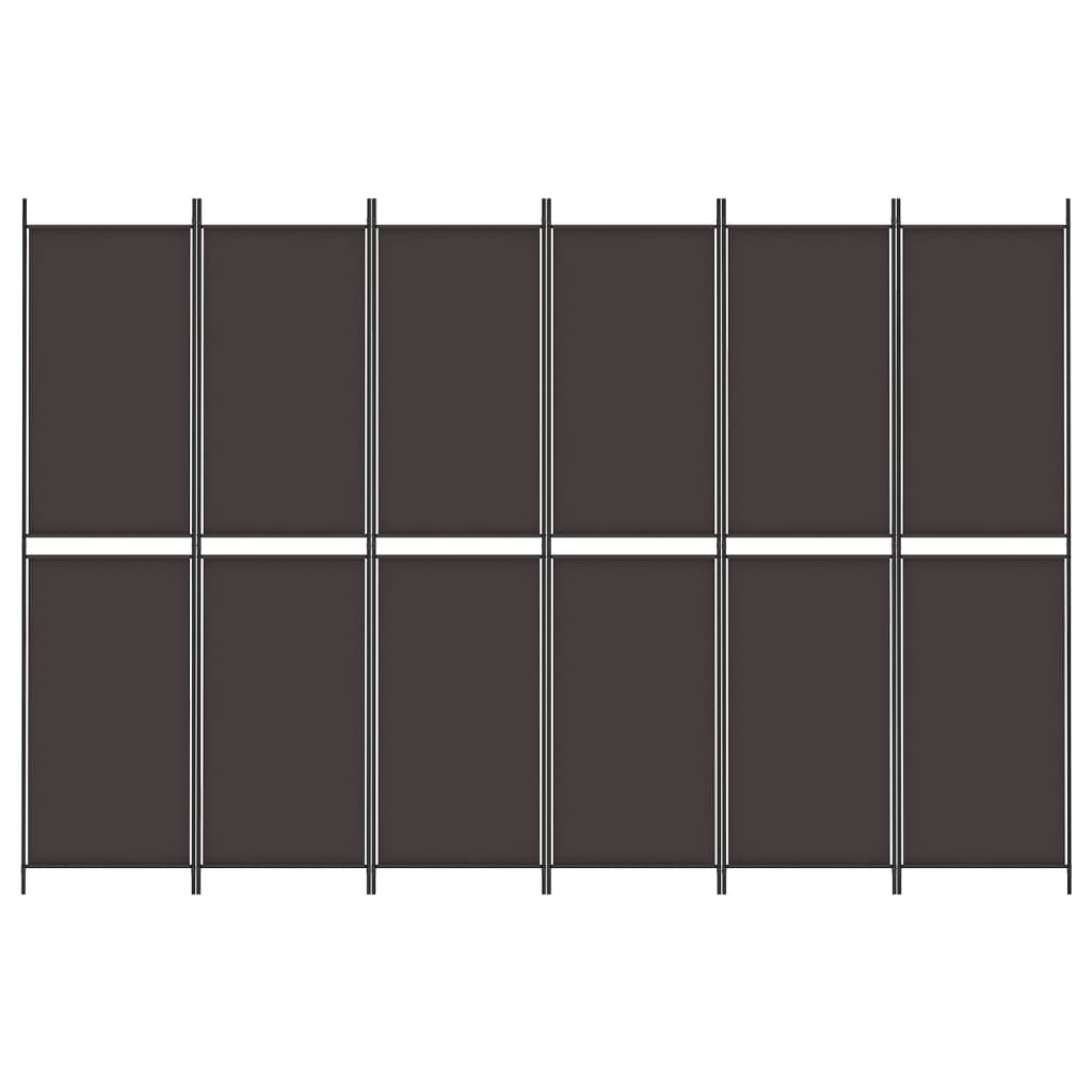 Kamerscherm met 6 panelen 300x200 cm stof bruin