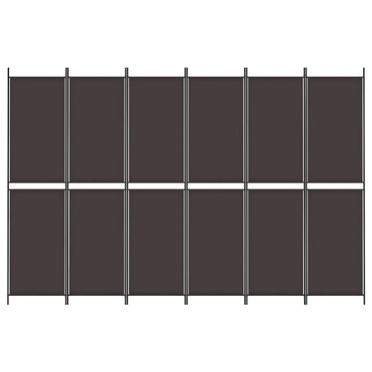 Kamerscherm met 6 panelen 300x200 cm stof bruin
