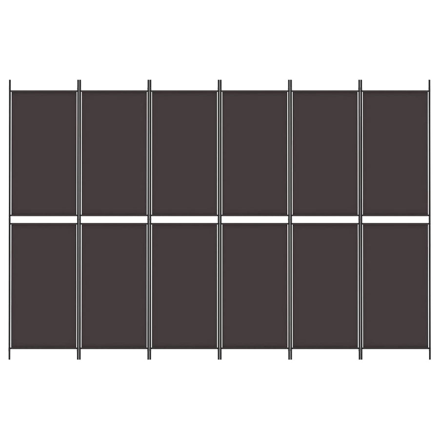 Kamerscherm met 6 panelen 300x200 cm stof bruin