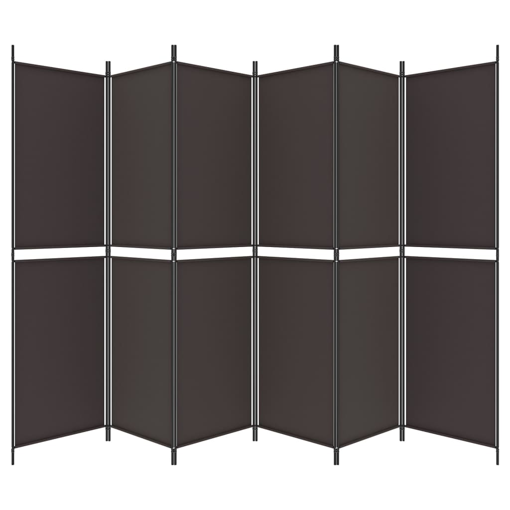 Kamerscherm met 6 panelen 300x200 cm stof bruin