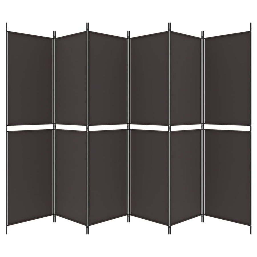 Kamerscherm met 6 panelen 300x200 cm stof bruin