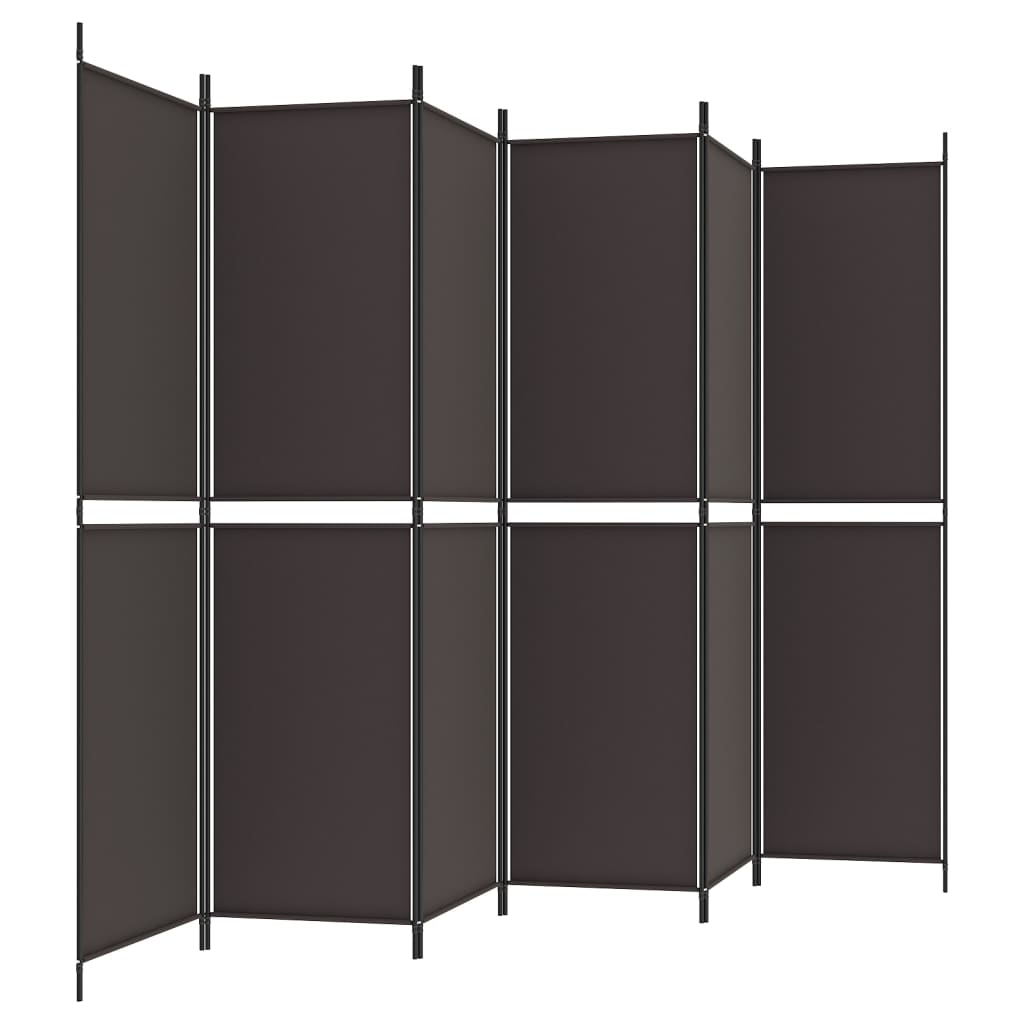 Kamerscherm met 6 panelen 300x200 cm stof bruin