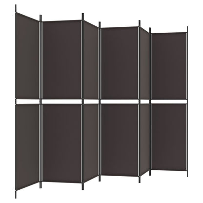 Kamerscherm met 6 panelen 300x200 cm stof bruin