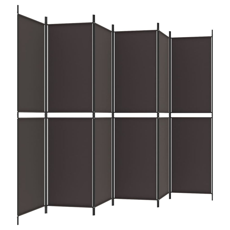 Kamerscherm met 6 panelen 300x200 cm stof bruin
