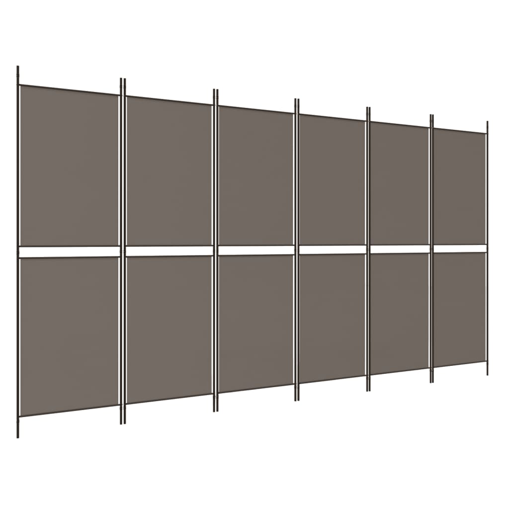 Kamerscherm met 6 panelen 300x200 cm stof antracietkleurig