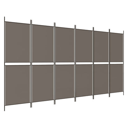 Kamerscherm met 6 panelen 300x200 cm stof antracietkleurig