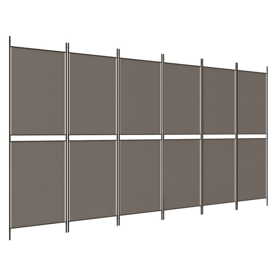 Kamerscherm met 6 panelen 300x200 cm stof antracietkleurig