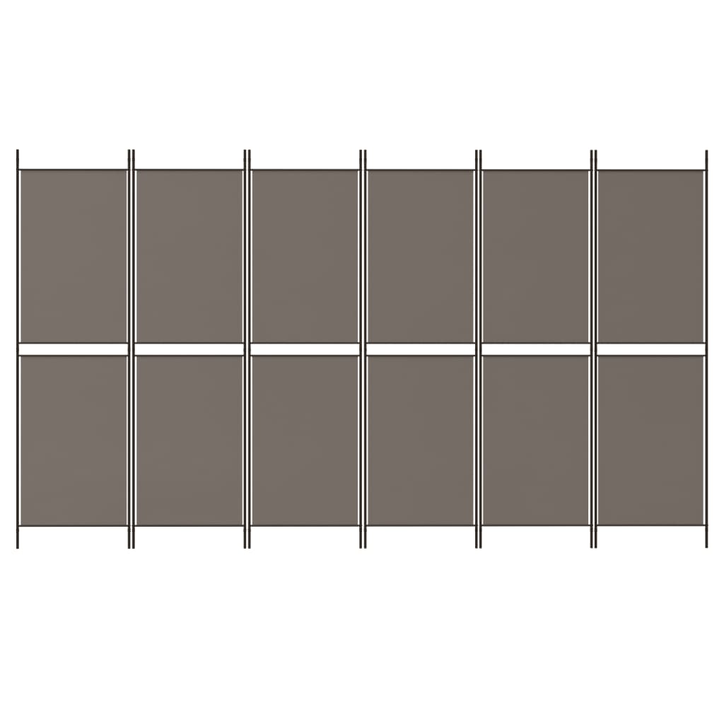Kamerscherm met 6 panelen 300x200 cm stof antracietkleurig