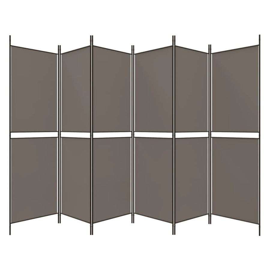 Kamerscherm met 6 panelen 300x200 cm stof antracietkleurig