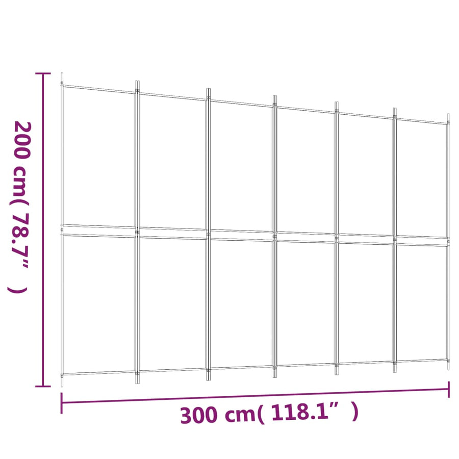 Kamerscherm met 6 panelen 300x200 cm stof antracietkleurig