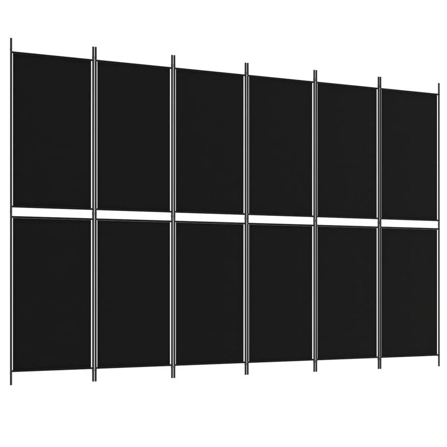 Kamerscherm Met 6 Panelen Stof Zwart 6