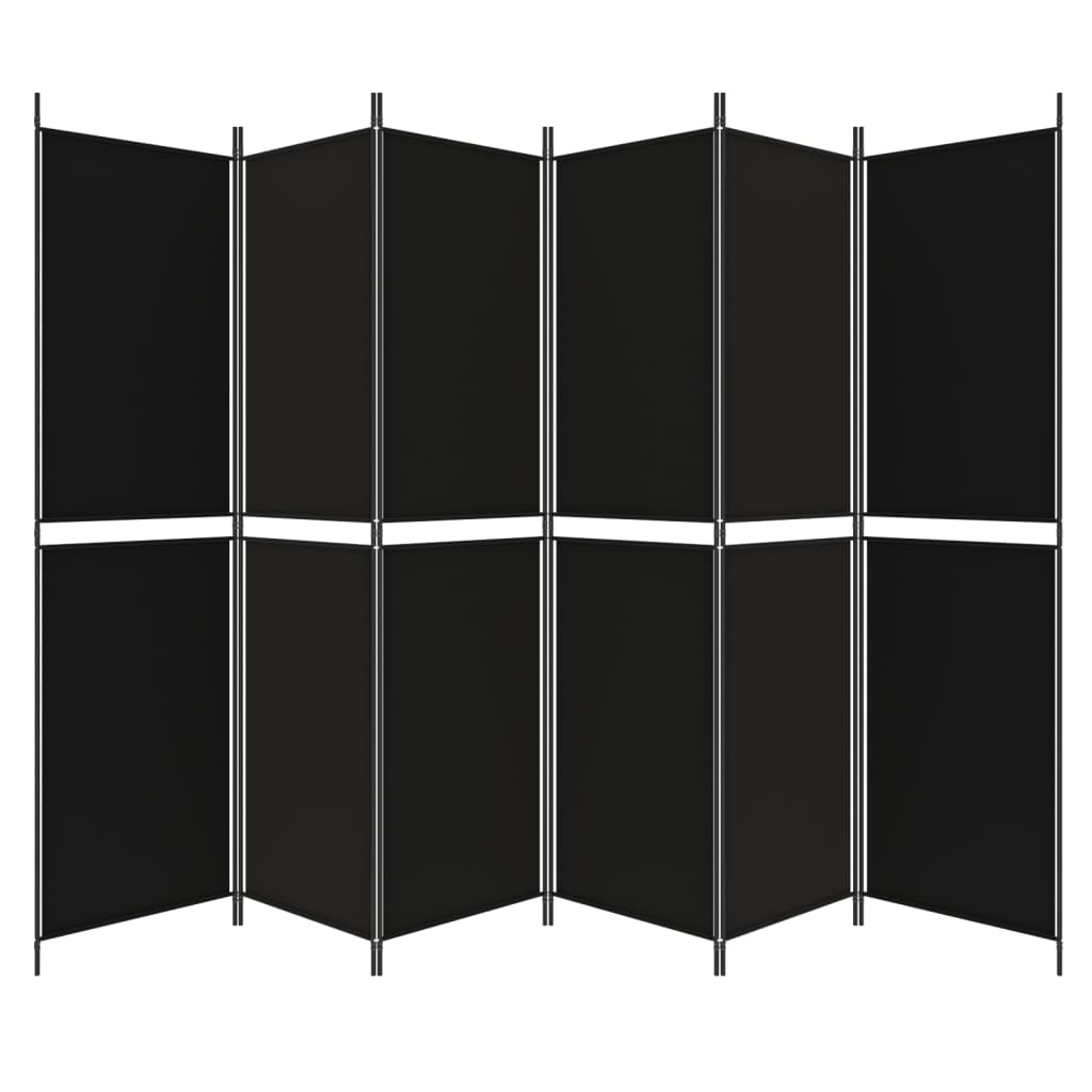 Kamerscherm Met 6 Panelen Stof Zwart 6