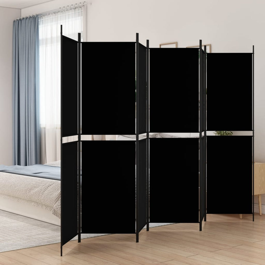 Kamerscherm Met 6 Panelen Stof Zwart 6