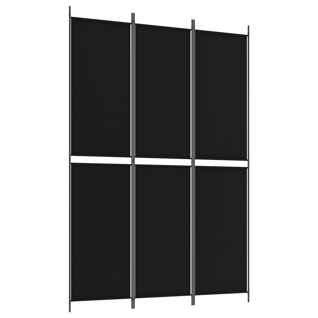 Kamerscherm met 3 panelen 150x220 cm stof zwart