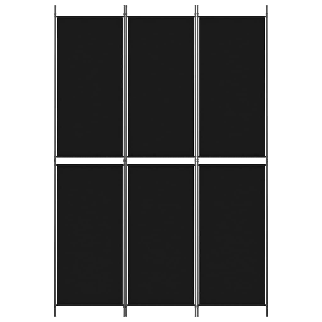 Kamerscherm met 3 panelen 150x220 cm stof zwart