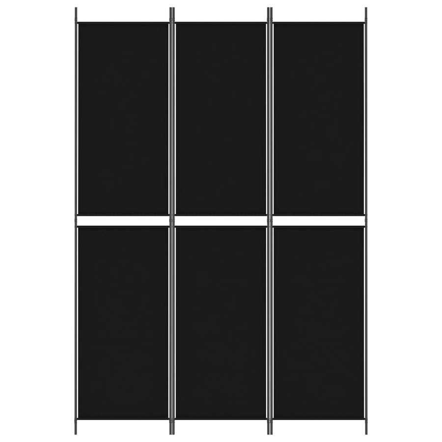 Kamerscherm met 3 panelen 150x220 cm stof zwart