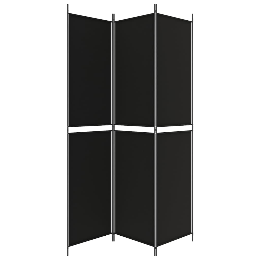 Kamerscherm met 3 panelen 150x220 cm stof zwart