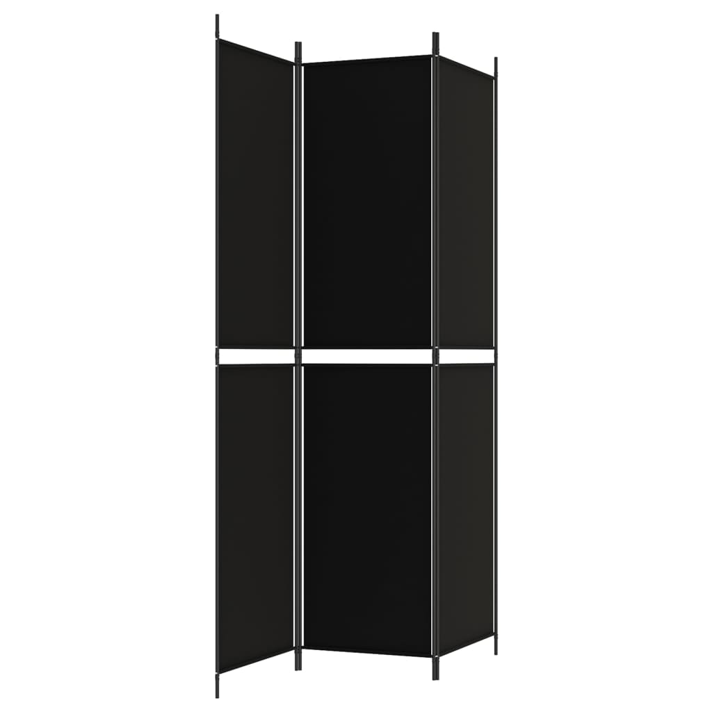 Kamerscherm met 3 panelen 150x220 cm stof zwart