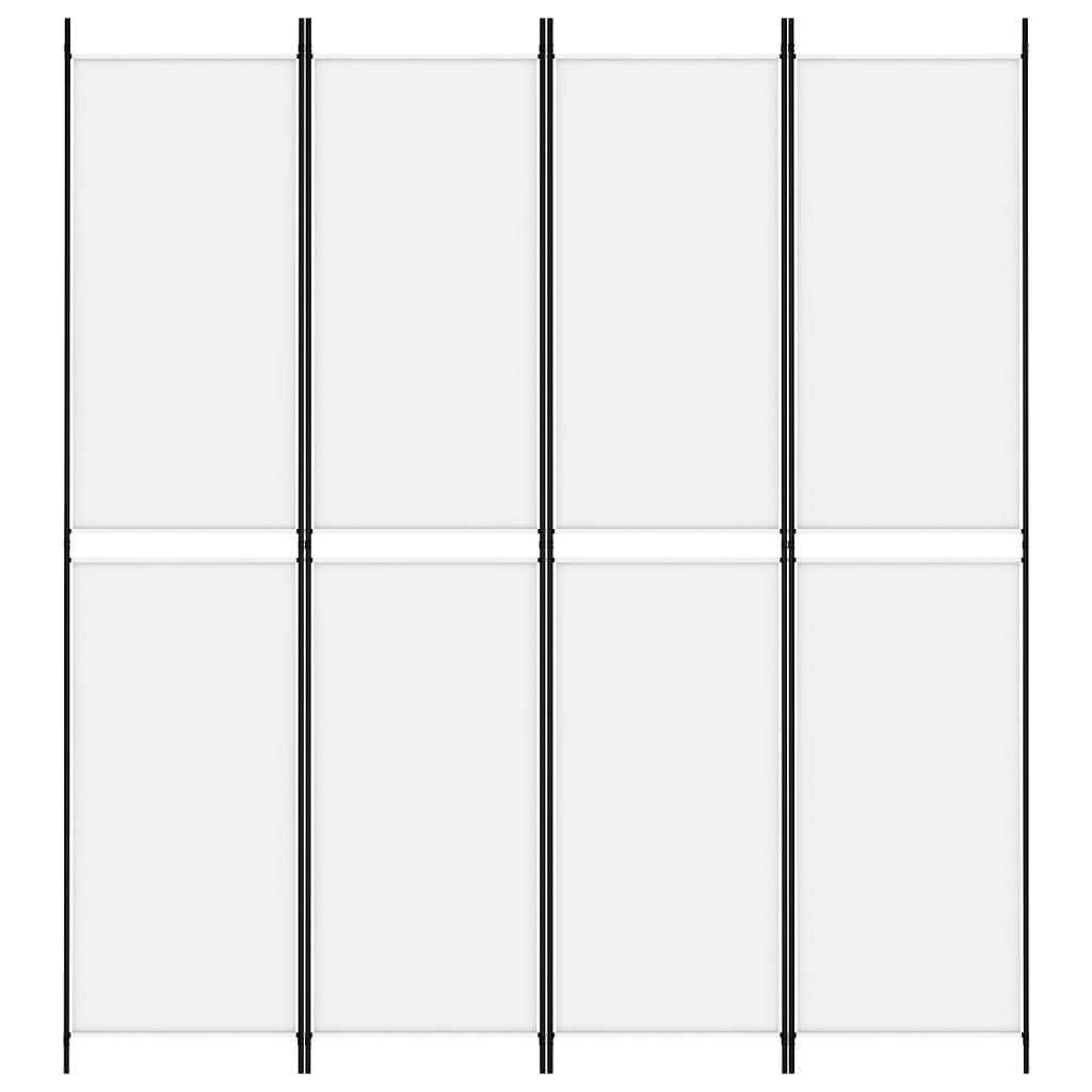 Kamerscherm met 4 panelen 200x220 cm stof wit