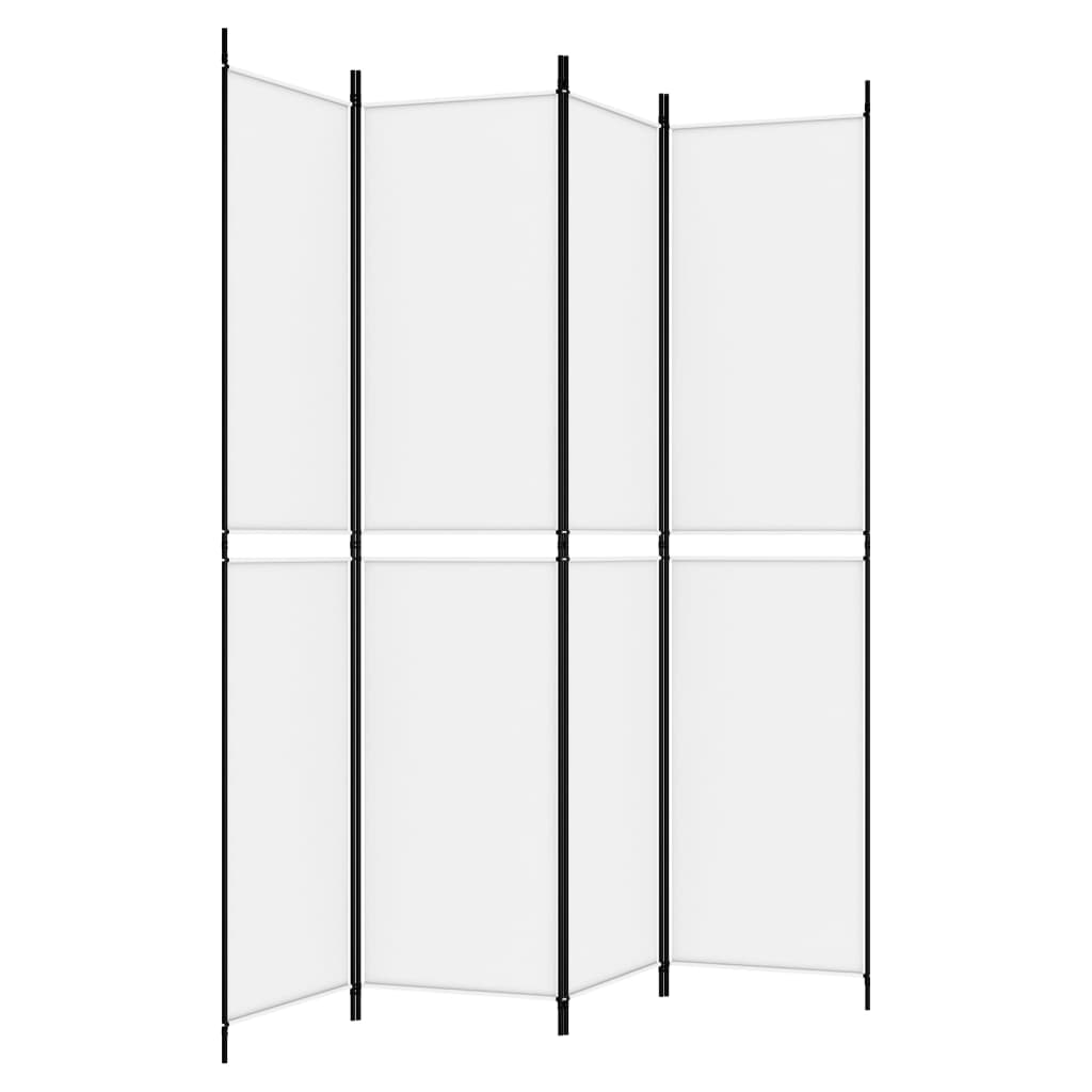 Kamerscherm met 4 panelen 200x220 cm stof wit