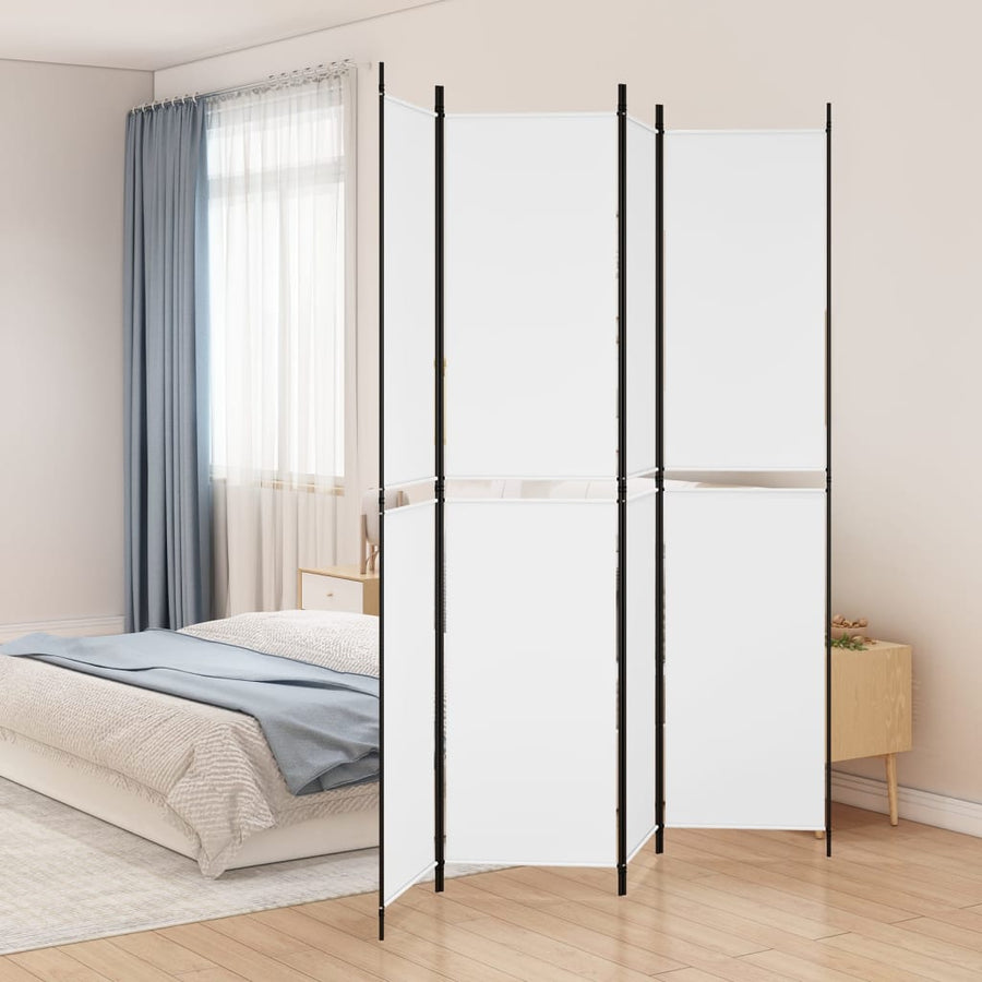 Kamerscherm met 4 panelen 200x220 cm stof wit