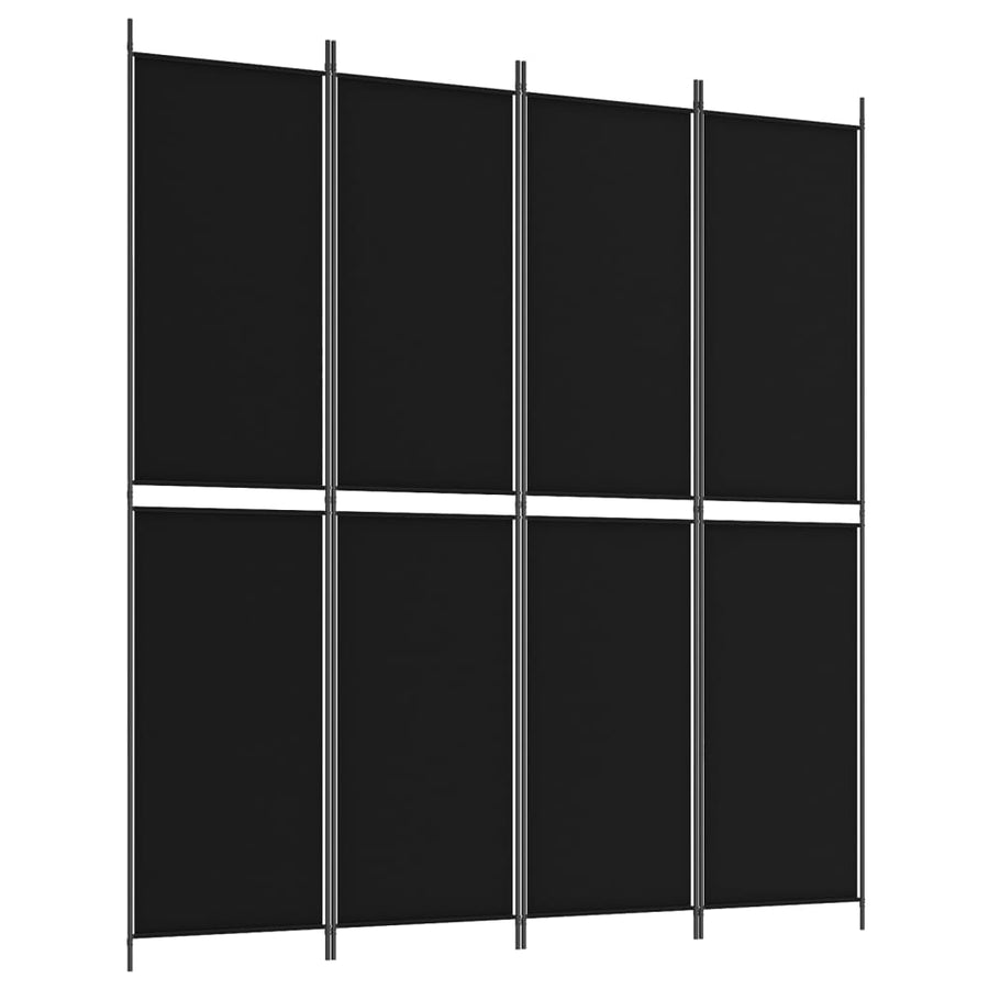 Kamerscherm met 4 panelen 200x220 cm stof zwart