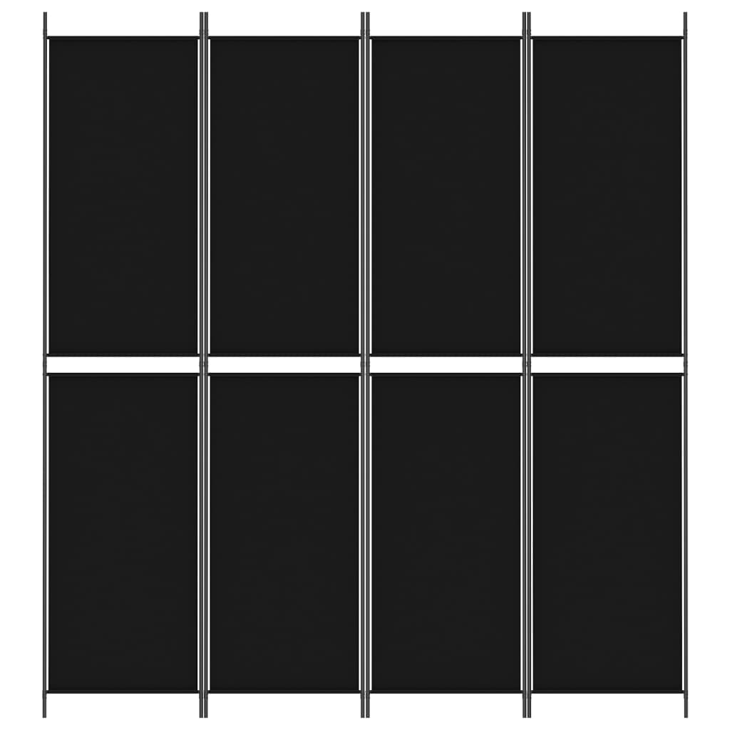 Kamerscherm met 4 panelen 200x220 cm stof zwart