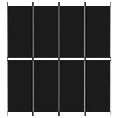 Kamerscherm met 4 panelen 200x220 cm stof zwart