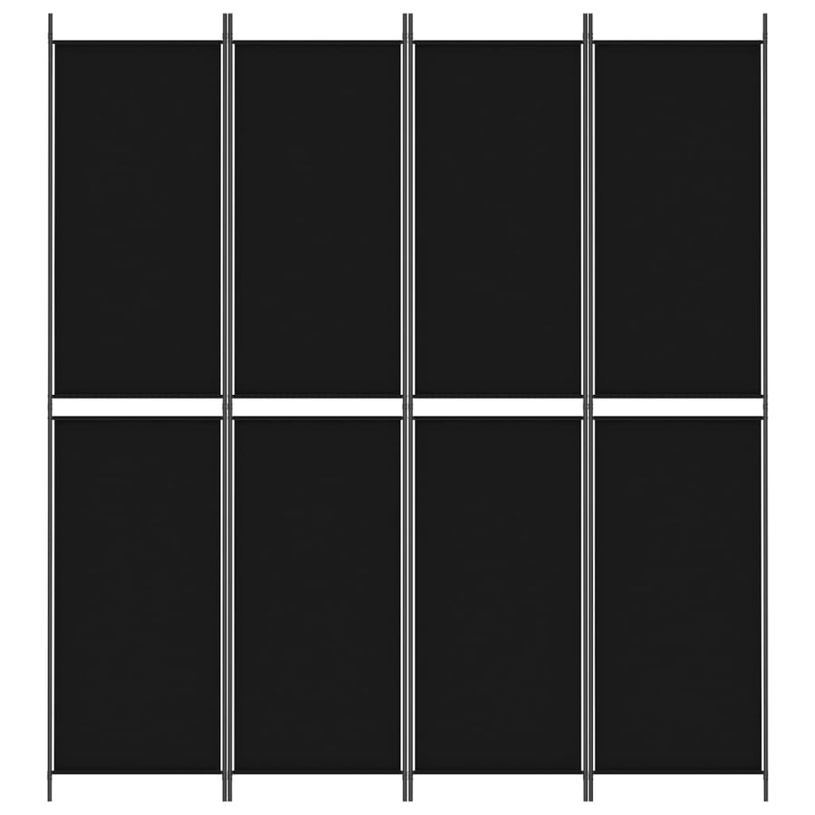 Kamerscherm met 4 panelen 200x220 cm stof zwart