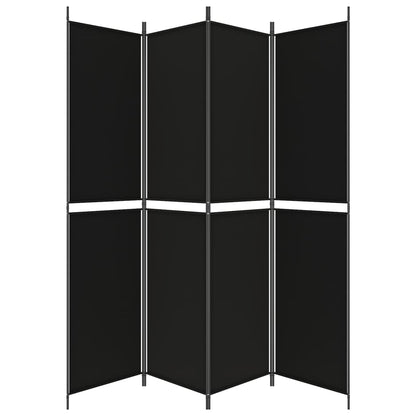 Kamerscherm met 4 panelen 200x220 cm stof zwart