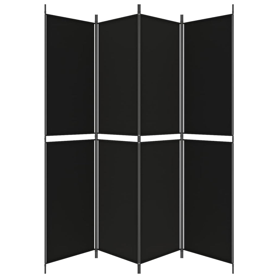 Kamerscherm met 4 panelen 200x220 cm stof zwart