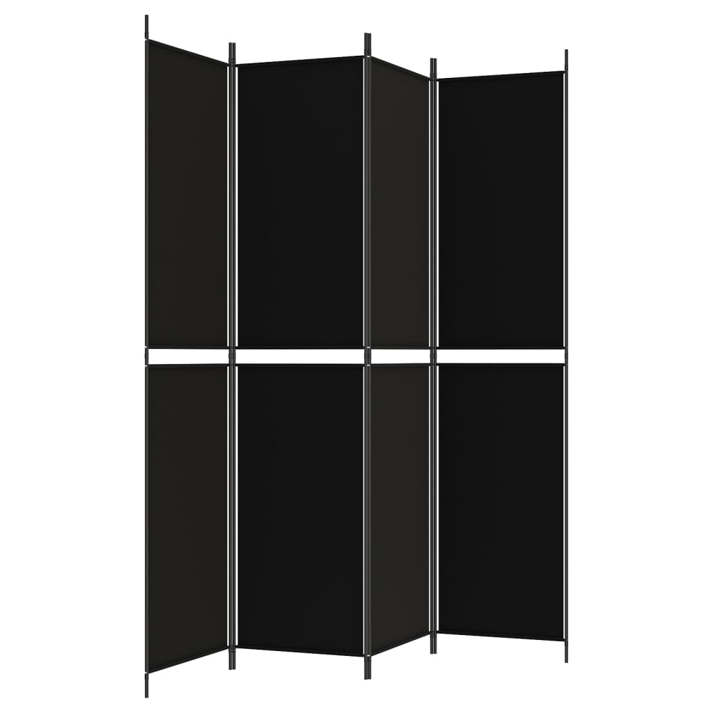 Kamerscherm met 4 panelen 200x220 cm stof zwart