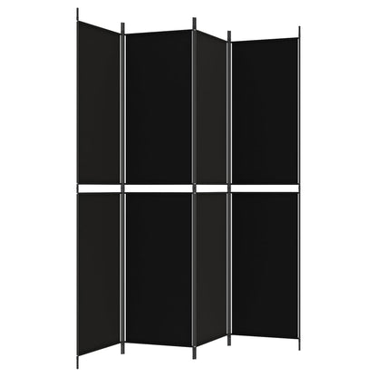 Kamerscherm met 4 panelen 200x220 cm stof zwart