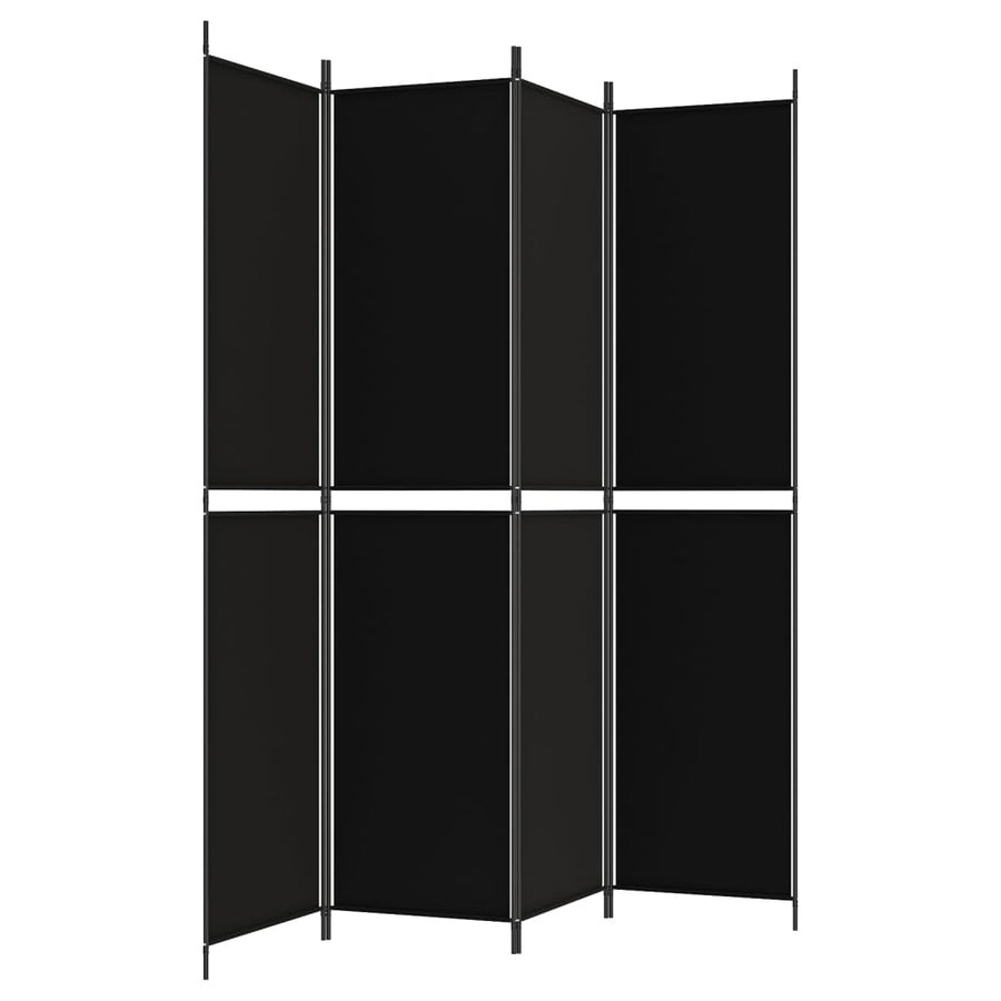 Kamerscherm met 4 panelen 200x220 cm stof zwart