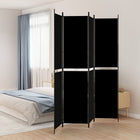 4-Panel Room Divider 200x220 cm Fabric Black